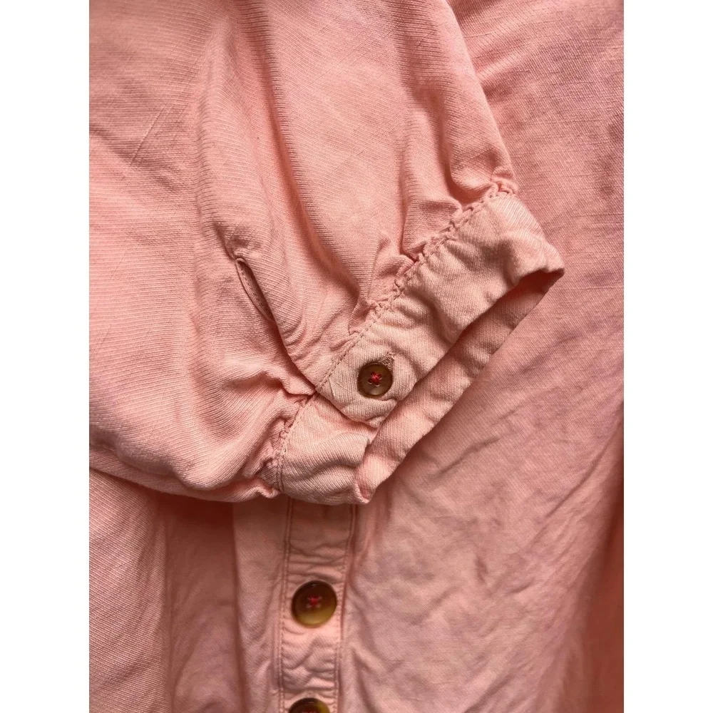 MAEVE Anthropologie Womens US 4 Peach Pink Blouse Square Neck Button Front - Picture 4 of 7